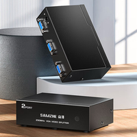 SAMZHE Répartiteur VGA 1080P/60Hz 250MHz 1 entrée 2 sorties, Répartiteur d'écran double, Extenseur HD 1*2 pour Ordinateur Portable et Moniteur