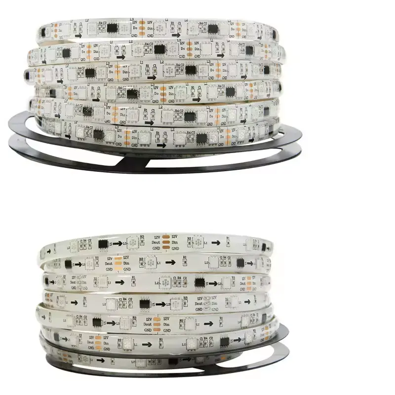 โรงงานขายส่งคุณภาพสูง 12V 24V 5050 ws2812b ws2813 RGBIC ไฟ led 30 60leds ไฟ led แบบยืดหยุ่นสําหรับตกแต่ง