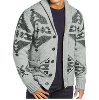Nouveau Manteau en Tricot Jacquard à Manches Longues pour Homme 2025 – Cardigan d'Hiver Boutonné avec Motif Imprimé ODM pour l'Automne