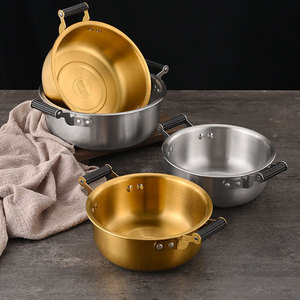 Olla para sopa de acero inoxidable 304 de 1.1L-2L, compatible con inducción, mini olla portátil para ramen y fideos - Product Image 1