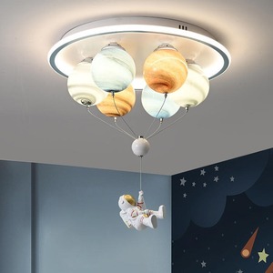 Lampada per Cameretta Bambini, <span class=keywords><strong>Lampadario</strong></span> Astronauta per Ragazzi, Luce Pianeta per Ragazze, Globo Rotante, Lampada LED in Ferro per Bambini - Product Image 1