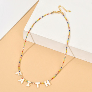 Collier Bohème Fait Main Perlé pour Femme, Lettres Personnalisées, Perles Miyuki, Coquillages Naturels, Lettres Amour Espoir – Vente Flash - Product Image 3