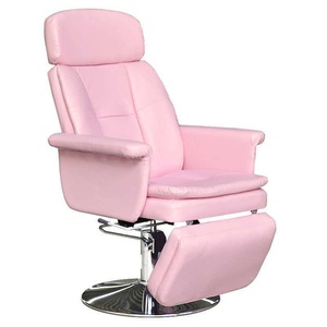 <b>Pink</b> Faux Leather Reclining Barber <b>Chair</b> with Adjustable Footrest and Hydraulic Pump for Salon Furniture - Product Image 5