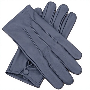 Grey Black Sheep Leather <b>Winter</b> Driving <b>Gloves</b> for Men and <b>Women</b> with Full Finger Protection and Adjustable Wrist Strap - Product Image 4