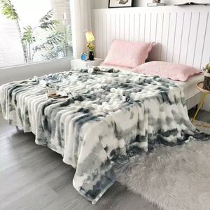 White Tie Dye Bubble Faux Fur <b>Blanket</b> Soft Polyester <b>Throw</b> <b>Blanket</b> Washable Plush Cover for Bed Sofa Home - Product Image 2