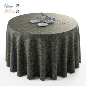 Mantel Redondo Jacquard de Poliéster Impermeable y Ecológico, Color Marfil Anti-Decoloración, 120 Pulgadas, con Diseño Floral Damasco, para Bodas - Product Image 1