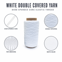 Fil élastique à smockage personnalisé, double enveloppe, noyau Spandex 840D, revêtement Polyester 75D, pour machine à coudre, brut
