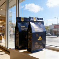 Sac à café personnalisé avec valve et fermeture éclair, emballage en plastique à fond plat, sachet en mylar mat en aluminium