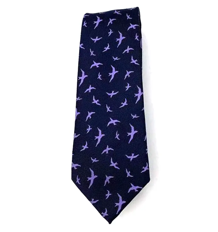 Wholesale High Quality 100% Silk Necktie Navy Blue Striped Wholesale Silk Neck Ties For Business Men