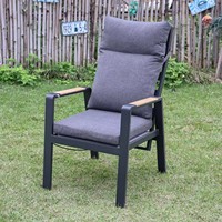 Fauteuil de jardin moderne à vérin à gaz avec coussins, chaise de patio réglable avec structure en aluminium