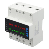 4P 63A Rail DIN triphasé 380V numérique réglable sur et sous-tension dispositif de protection de courant limiteur relais de protection