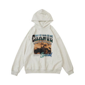 Custom High Quality Chest Printed <b>Hoodie</b> with Front and Back Double Prints High Weight Loose Fit Hooded Sweatshirt <b>Men</b> Hoodies - Product Image 2