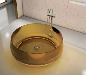 Évier de comptoir en résine translucide moderne avec égouttoir pour salle de bain d'hôtel, capacité de 9 L - Product Image 2