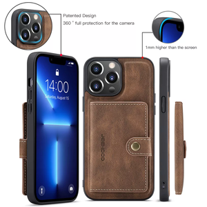 Funda de teléfono de cuero magnético desmontable Retro, cartera, tarjetero, funda de teléfono a prueba de golpes para <span class=keywords><strong>iPhone</strong></span> 13 14 15 - Product Image 2