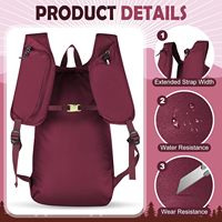 Sac à dos de randonnée pour femmes et hommes, 16 L, grande capacité, imperméable, pliable, avec poche à sangle, en nylon, noir
