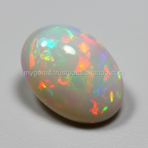 Cabochons en opale d'origine éthiopienne, ovales, naturels, 8x10mm, lot de 10 pièces - Product Image 1