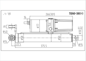 1.8T التدريب الشاق DC12V/24V/48V 300mm رائج البيع الاسطوانة الهيدروليكية الكهربائية الخطية المشغل الجرافيك الهيدروليكي - Product Image 5