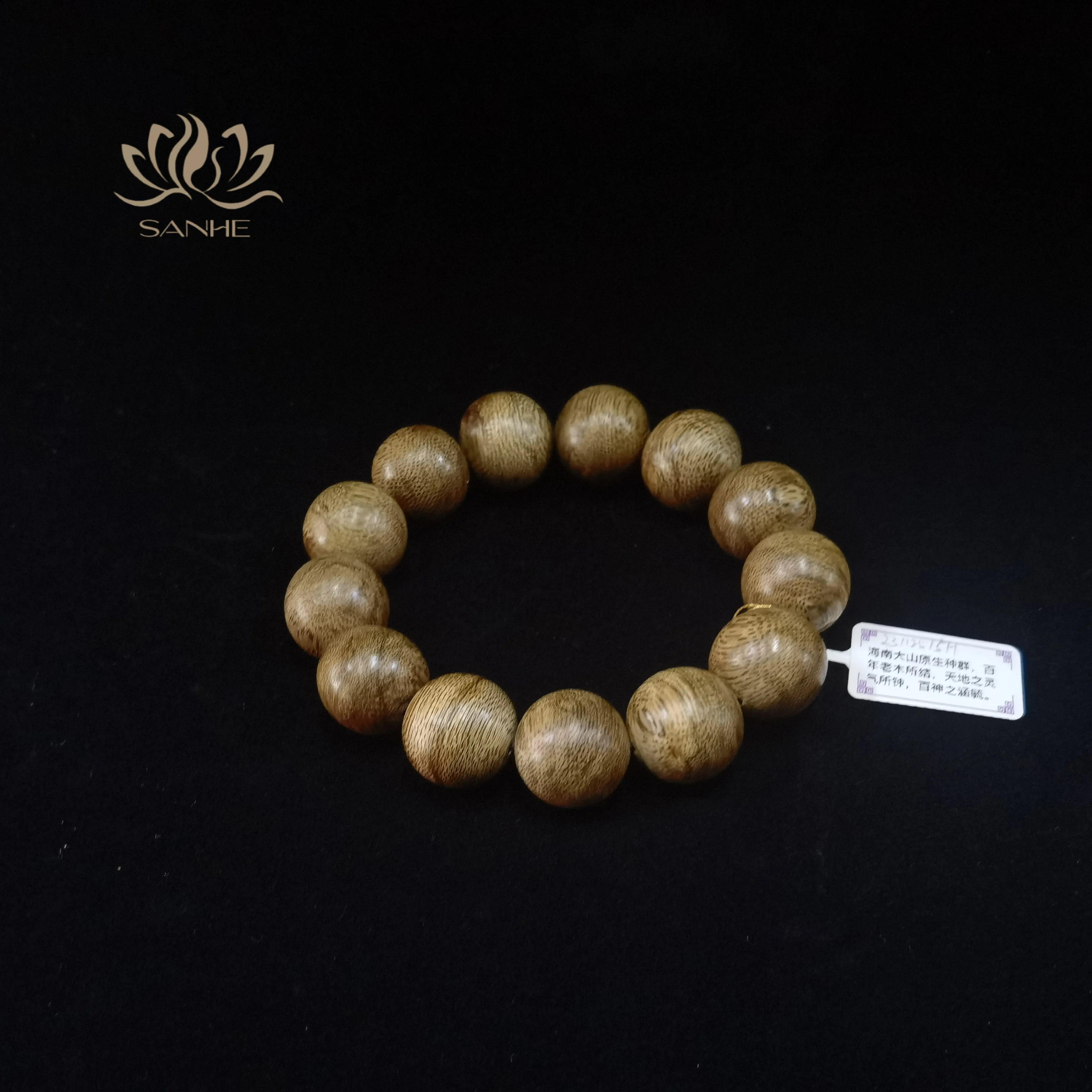 Handmade Round 1.2cm pure agarwood oud beads bracelet oud wooden chain oud stretch chain