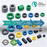 Noyau toroïdal en ferrite NiZn, manchon annulaire souple, câble composite, fabricant direct, inducteur, transformateur T22X8X14GN-Y12K, revêtement vert