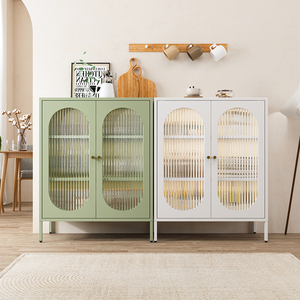 Salon moderne résistance au feu et à la rouille vaisselle en acier réglable rangement vaisselle pieds hauts armoires de cuisine buffet - Product Image 1