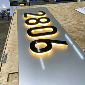Letrero acrílico plateado iluminado, fácil de instalar, rectangular, con luz blanca cálida suave, letrero acrílico LED para direcciones - Product Image 2