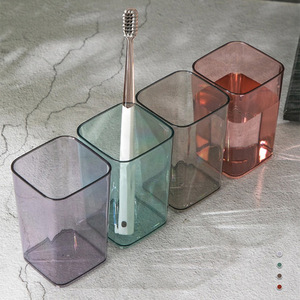 Vaso transparente para enjuague bucal, soporte multifuncional de plástico para cepillos de dientes, 301-400ml, color sólido para higiene bucal - Product Image 4