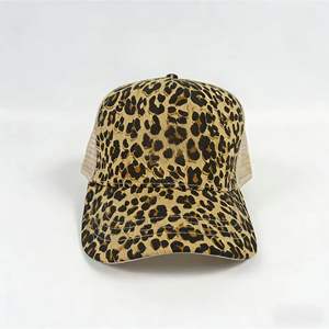Gorra trucker de leopardo para mujer, moda vietnamita, con logo personalizado, snapback, malla, deportiva, de béisbol, 5 paneles, para exteriores, marrón, para adulto - Product Image 2