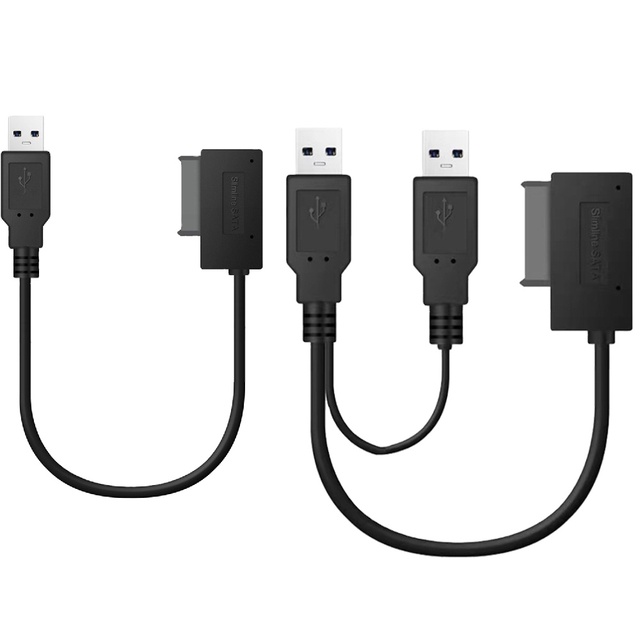 6 + 7 Pin SATA Slimline to USB 2.0 to Sata 7+6 13 Pin Cable Adapter for Laptop DVD External Hard Disk Drive Notebook HDD Caddy