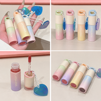 En stock – Tubes de brillant à lèvres vides 4 ml 5 ml, flacon dégradé givré rose jaune, grand applicateur, conteneur de baume à lèvres, porte-clés DIY