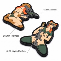 En stock, vente en gros : Patch moral tactique en PVC 3D, motif fille, avec crochet latéral uniquement, patch en caoutchouc personnalisé pour sacs et vêtements
