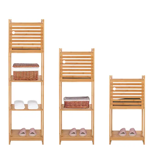 BAMBKIN muebles de bambú baño armario de almacenamiento estante baño estante