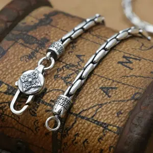 BOCAI Vente en gros de bijoux en <span class=keywords><strong>argent</strong></span> S925, tendance à la mode, collier personnalisé rétro en <span class=keywords><strong>chaîne</strong></span> de bambou pour homme et <span class=keywords><strong>femme</strong></span> - Product Image 5