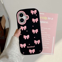 Étui de téléphone luxueux 18 Pro Max avec nœud mignon pour 17 16 15 14 13 12 Pro Max, coque en silicone souple, protection intégrale contre les chocs