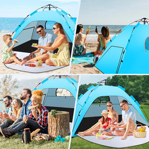 Carpa de playa automática de 200x150x125cm, sombrilla portátil de apertura rápida con ventanas, azul, de una sola capa, impermeable, tipo pop-up. - Product Image 5