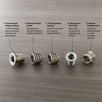 Metal Threaded Insert Nuts Hex Drive Fastener Components for Industrial Assembly