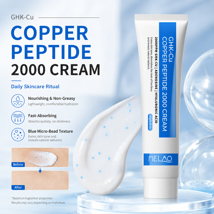 Private Label 2000ppm Ghk-cu Copper Peptide Face Cream Anti Aging Firming Moisturizer With Hyaluronic Acid Korean Skincare Cream