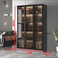 Meuble de luxe 2024 pour salon, bar à vin en bois sur mesure avec vitrine, armoire de présentation en bois massif