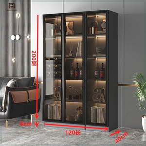 2024 mobili di lusso per la casa soggiorno su misura in legno Wine Cabinet <span class=keywords><strong>bar</strong></span> con vetro Display <span class=keywords><strong>bar</strong></span> in legno massello - Product Image 6