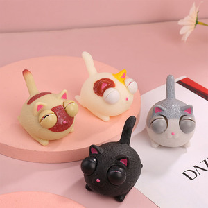 PVC <b>Squishy</b> <b>Cat</b> Fidget Toy with Round Body and Cute Face Stress Relief Sensory Toy for Office Home Travel and Wholesale - Product Image 1