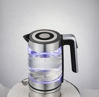 Bouilloire électrique sans fil en verre de 1,8 L avec base rotative à 360 degrés, maintien au chaud, arrêt automatique, protection contre l'ébullition à sec, pour usage hôtelier