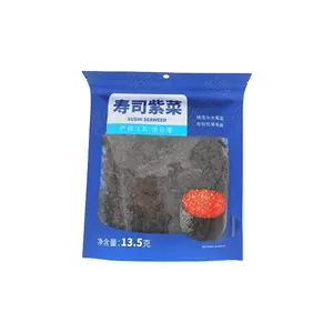Reusable ziplock bag for dried seaweed sheets roasted laver custom three side sealing zipper bag with hang hole for sushi nori