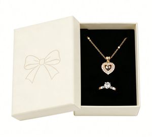 Jewelry Box <b>Earring</b> Jewelry Organizer Necklace Storage Rigid <b>Boxes</b> Rectangle Bronzing Paper Organizers Display <b>Gift</b> Case - Product Image 2