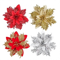 Weihnachtliche Stoffblumen-Dekorationen Gold Silber Rot Mehrschichtige Farbige Simulationsblumen Europäischer Stil Handgefertigter Weihnachtsbaum