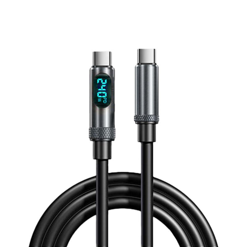 [Fil Bare] Gris silicone 240W affichage numérique câble de données