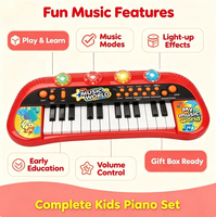 24 Keys Kids Electronic Piano Toy Light up Musical Keyboard Early Educational Instrument for Children Home Play & Gift
