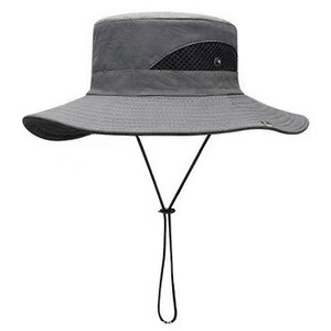 Men's Fisherman Hat Wide Brim Sun Protection Breathable Outdoor Fishing Cap Dark Gray - Product Image 1