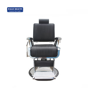 Fauteuil de barbier moderne Cuir PVC noir Base blanche Dossier réglable - Product Image 6