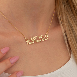 Collana con ciondolo con orecchie di gatto e cane con nome personalizzato in acciaio inossidabile - Product Image 3