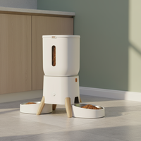 Distributeur intelligent de nourriture pour animaux de compagnie en plastique élégant de 5 L - Machine de nourrissage à distance contrôlée par application - Distributeur automatique à double bol pour chats et chiens