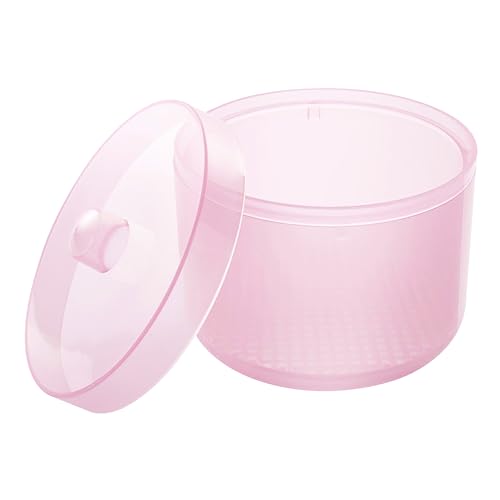 Caja rosa para limpieza de brocas de torno de uñas.